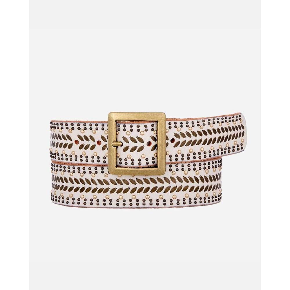 NEW AMSTERDAM HERITAGE women's ezra studded leather belt with square buckle in w